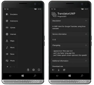 Two phones next to each other showcasing two pages in PenguinStore